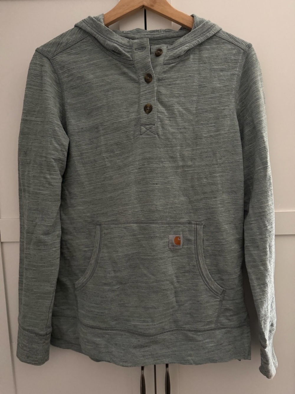 Carhartt Light Green Hooded Henley Sweatshirt — women’s small (4-6)